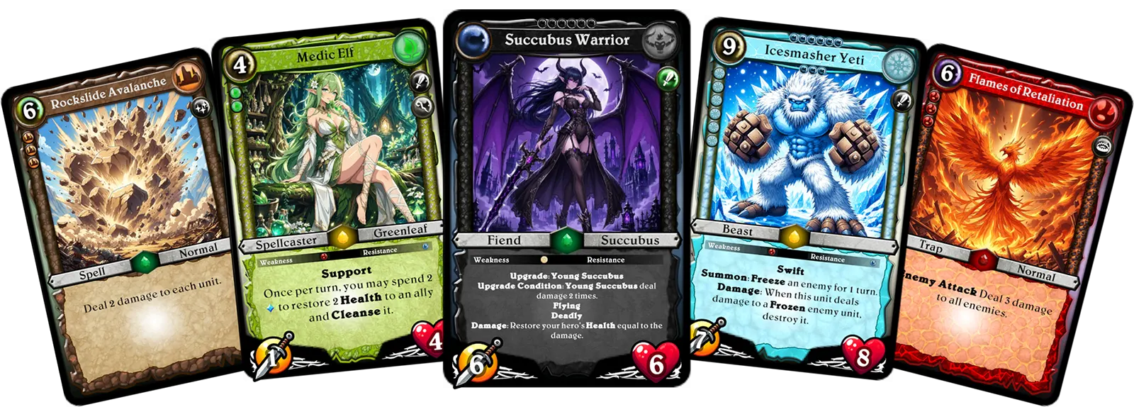 A collection of powerful DuelForge cards